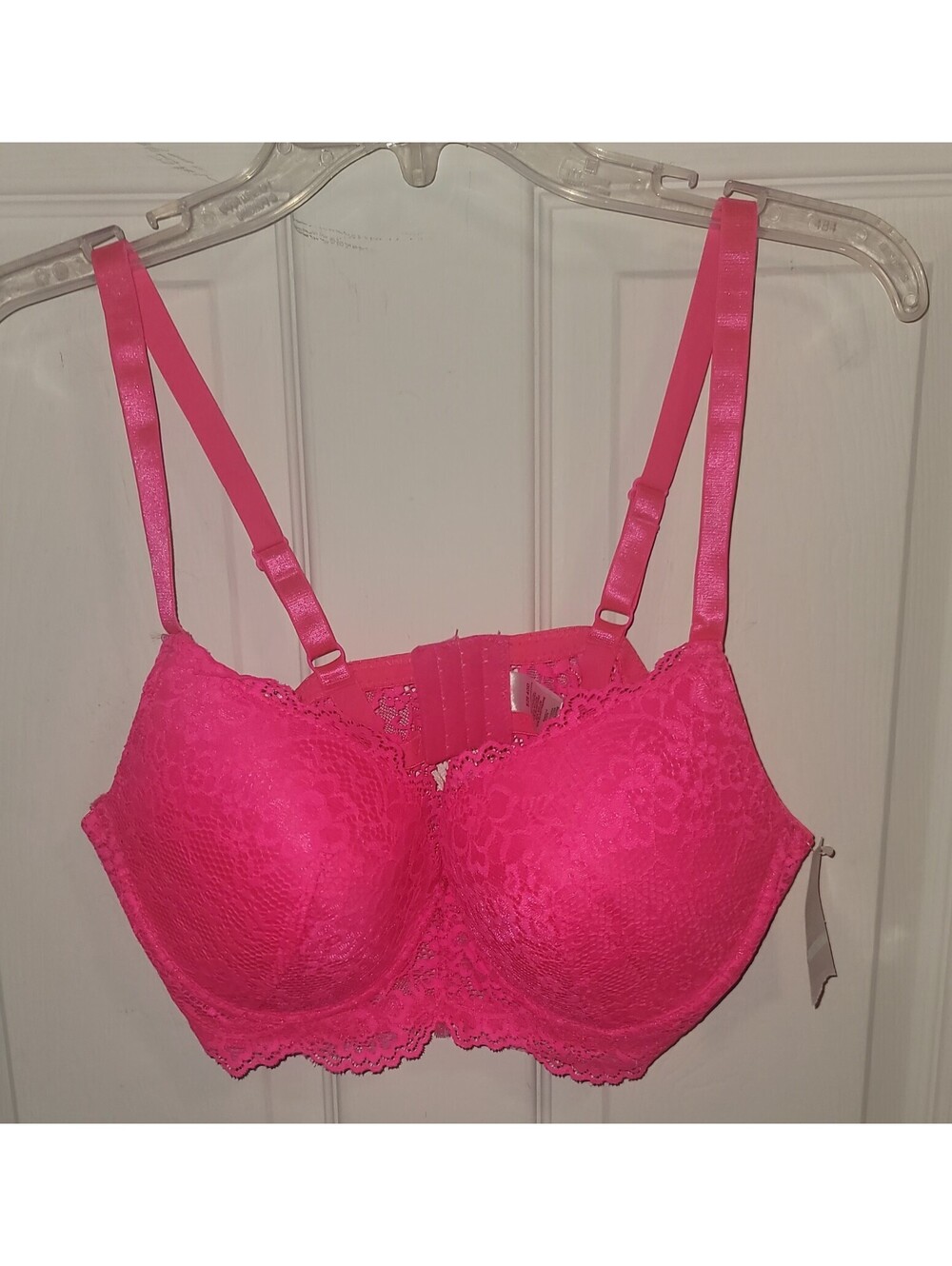 LADY PRINCESS INTIMATES HOT PINK LACE WIRED BRA SIZE 40D NWOT